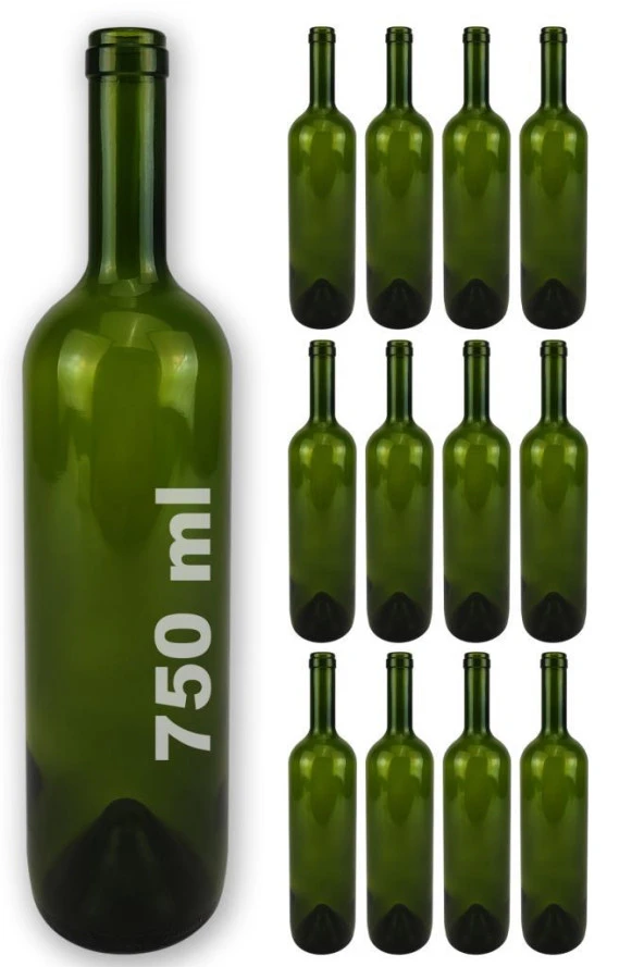Lombardino Vetro 12li Oyuk Altlı Şarap Şişesi Yeşil 750 Cc