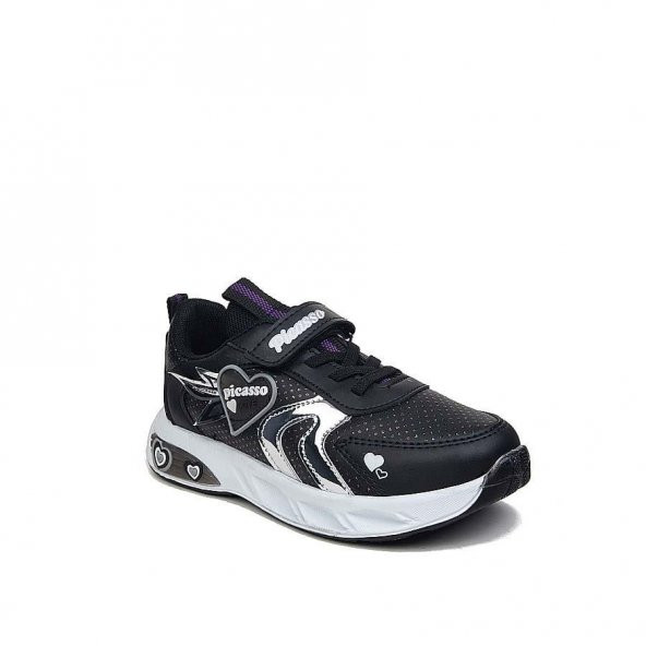 Albishoes Kız Bebek Çocuk Mevsimlik Cilt Simli Kalpli Love Cırtlı Sneaker Spor Ayakkabı - 2