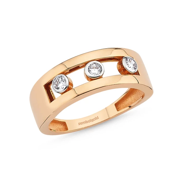 Altın Yüzük 14K Rose Oynar Taşlı ürün görseli 1