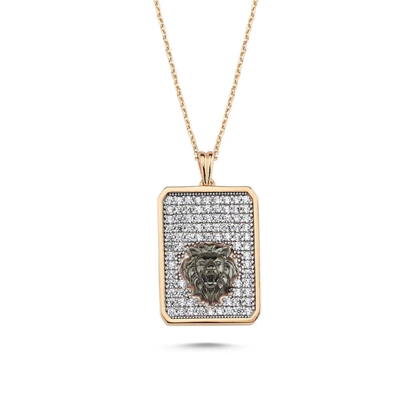 Altın Kolye 14K Aslanlı Özel Tasarım Rose