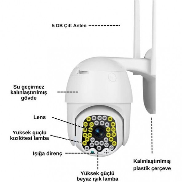 Zuidid 2mp Hd 2.5 Inch IP66 Ip Kamera Wifi Özellikli Hareket Takipli ve Gece Sensörlü - 3