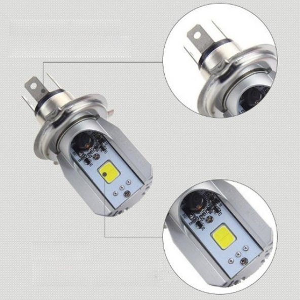 Carub BA20D Dc 12-60 V 6500K Cob LED Motosiklet Far Ampul Beyaz Uzun/Kısa - 5