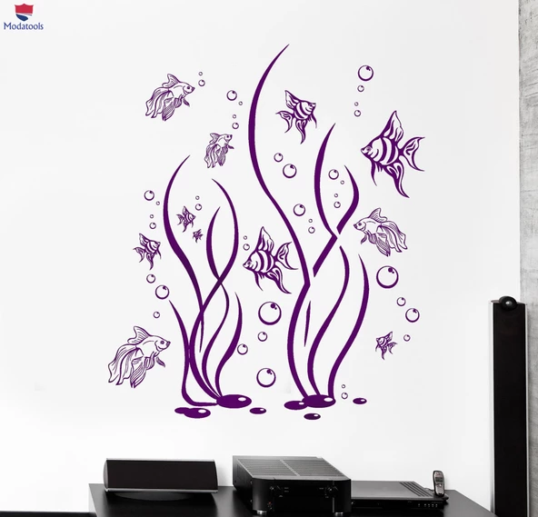 Duvar Banyo Dekoratif Sticker Sualtı Balık Okyanus Deniz Deniz Banyo Dekor Benzersiz Hediyelik