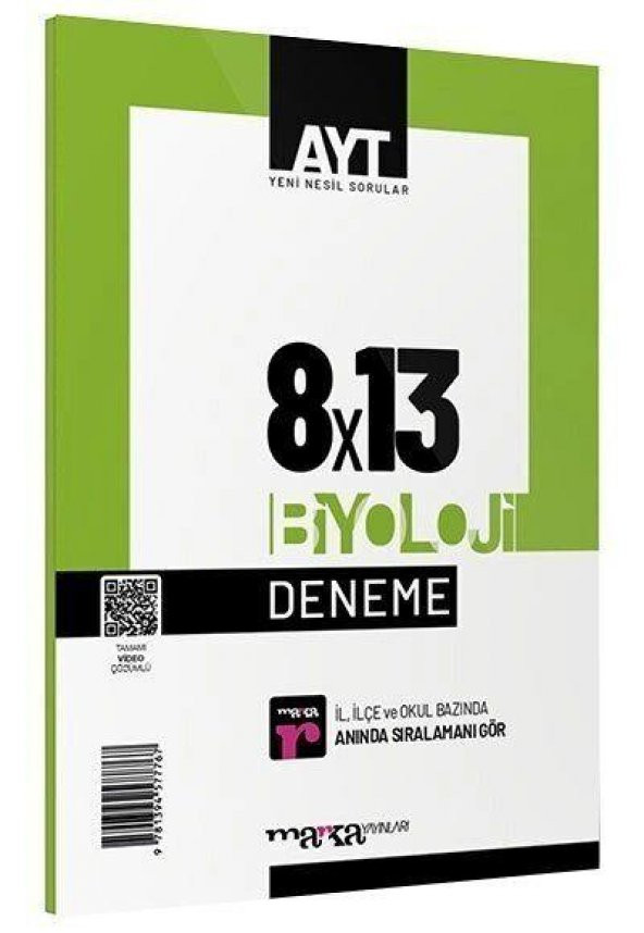 AYT Biyoloji 8 Deneme Tamamı Video Çözümlü Marka Yayınları