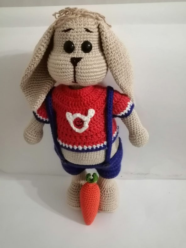 Tombik Tavşan ve Havucu Amigurumi Organik Oyuncak - 1