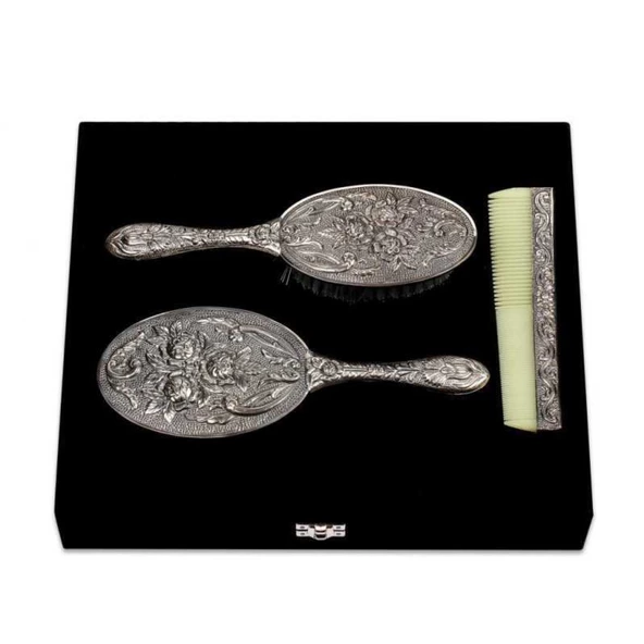 Lucky Life 925 Ayar Gumuss Ayna Tarak Fırça Takımı - 3 Parça