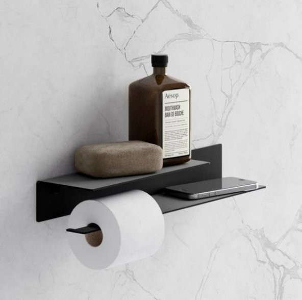 Dekoratif  Metal Raflı Banyo Wc Kağıt Rulo Peçetelik Tuvalet Banyo Peçete Askısı