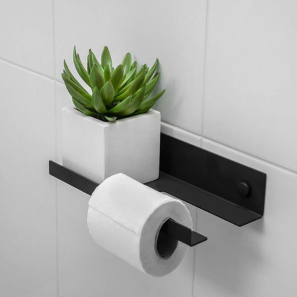 Dekoratif Siyah Metal Banyo Wc Kağıt Rulo Peçetelik Tuvalet Banyo Peçete Askısı - 2