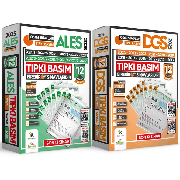 2025 DGS-ALES Tıpkı Basım Ösym Çıkmış Soru Deneme Paketi 24lü (12+12) Dijital Çözümlü