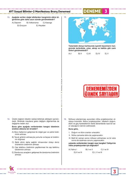 2025 YKS AYT Sosyal Bilimlerin (2) Manifestosu BRANŞ Deneme Paketi 10lu Dijital Çözümlü - 2