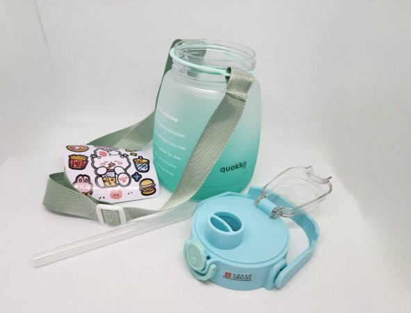 Quokka Yeşil Tritan Pipetli-Pipetsiz Çift Başlık 1,3Litre - 2