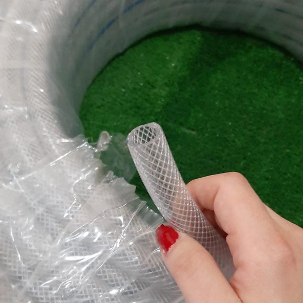 1" SÜPER MAVİ PVC ŞEFFAF ÖRGÜLÜ SULAMA HORTUMU 50 METRE BAHÇE TARLA SULAMA HORTUM - 2