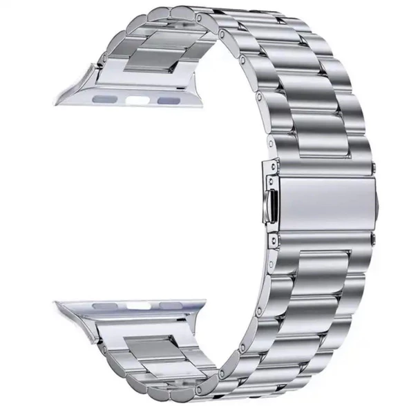 Apple Watch 2/3/4/5/6/7/8/Se/Ultra 42 44 45 49MM Uyumlu Çelik Baklalı Metal Kordon - 6