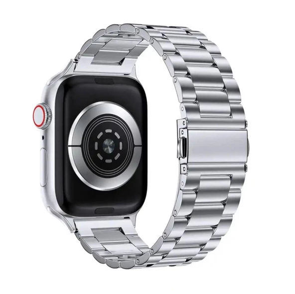 Apple Watch 2/3/4/5/6/7/8/Se/Ultra 42 44 45 49MM Uyumlu Çelik Baklalı Metal Kordon - 7