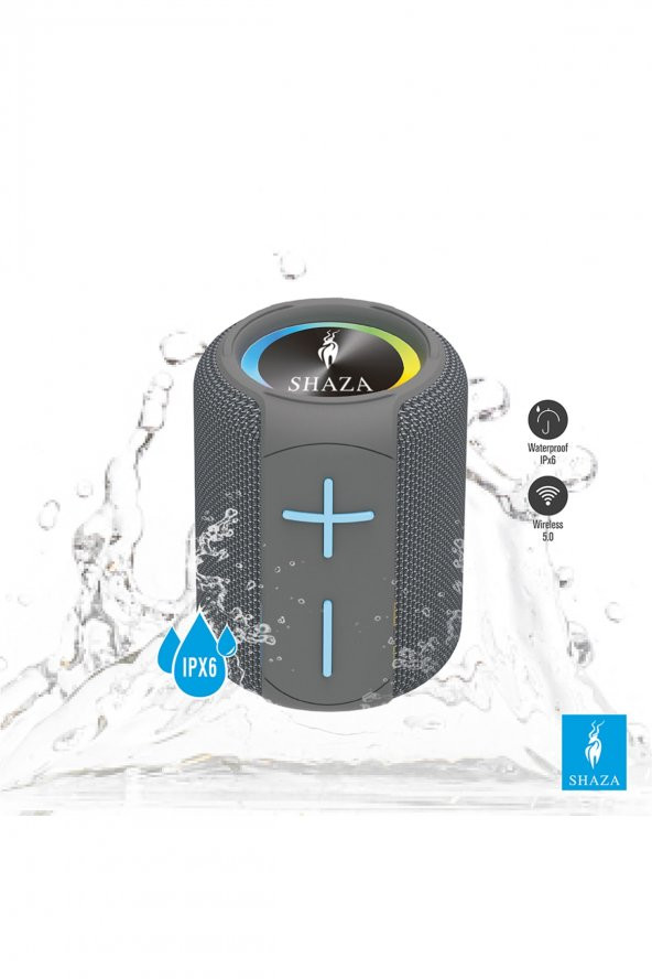 Shaza Taşınabilir Bluetooth Hoparlör Ipx6 Suya Dayanıklı - 8w Ses Çıkışı Gri