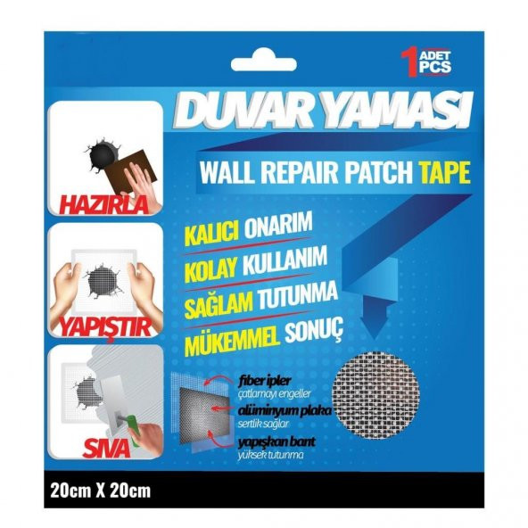 Duvar Yaması Tesisat ve Soba Borusu Delikleri İçin Kalıcı Onarım 20cmx20cm-1Adet - 1