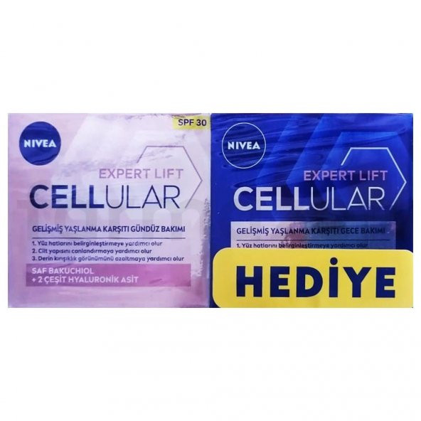 Nivea Cellular Expert Lift Yaşlanma Karşıtı Gündüz Kremi SPF 30 50 ml + Nivea Cellular Expert Lift Yaşlanma Karşıtı Gece Bakım Kremi 50 ml - Kofre