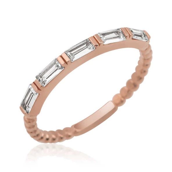 Lucky Life 925 Ayar Gumuss  Rose Sıralı Baget Taşlı Lucky Life Lucky Life Kadın Yüzük