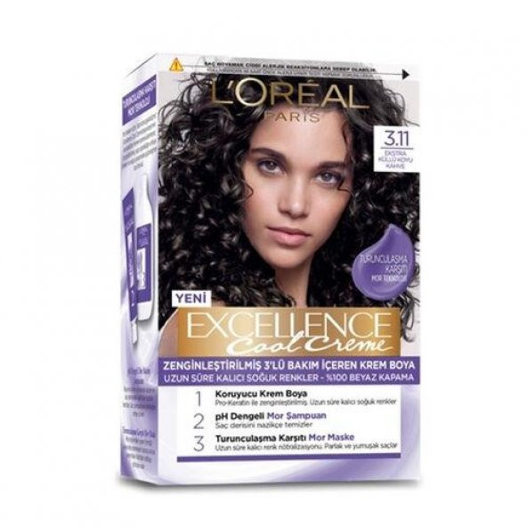 Loreal Excellence Cool Creme Saç Boyası 3.11 Ekstra Küllü Koyu Kahve