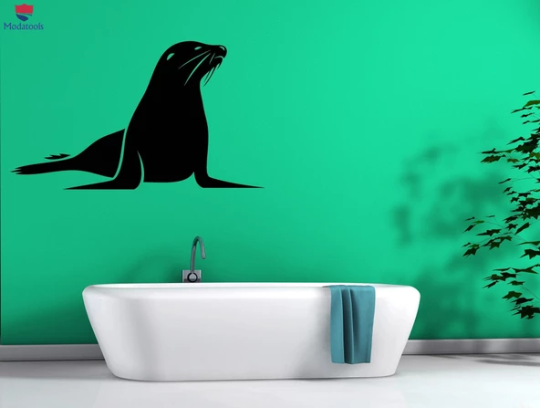 Duvar Banyo Dekoratif Sticker Kürk Mühür Dekor Banyo Deniz Okyanus İç Benzersiz Hediyelik