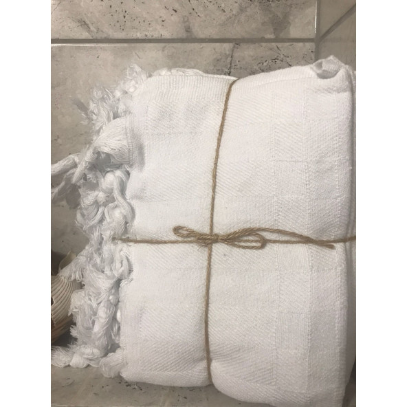 Analı Kızlı Pike Banyo Havlu Seti-Beyaz