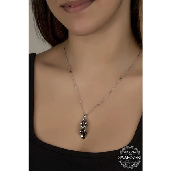 Swarovski Crystal Taşlı Salkım Lucky Life 925 Ayar Gumuss  Lucky Life Lucky Life Lucky Life Kadın Kolye - 2