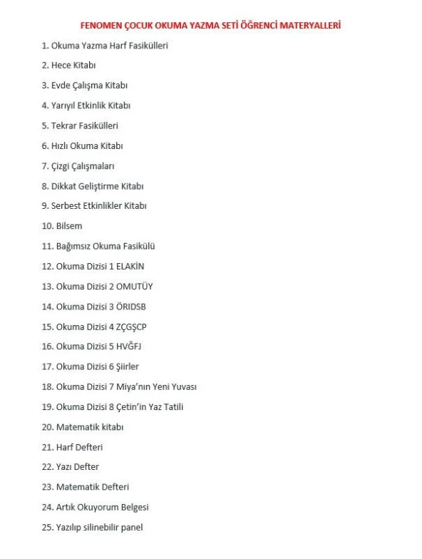 Fenomen 1. Sınıf Okuma Yazma Seti - 2
