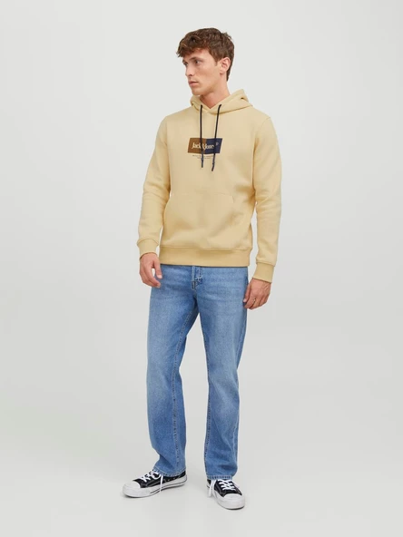 JACK JONES Kapüşonlu Yazı Baskılı Erkek Sweatshirt 12242197 - Resim 4