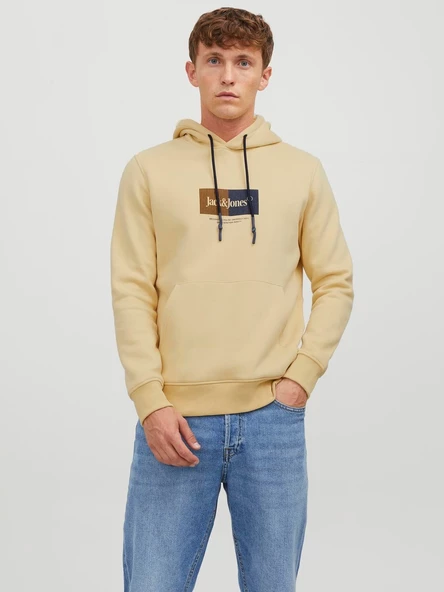 JACK JONES Kapüşonlu Yazı Baskılı Erkek Sweatshirt 12242197 - Resim 2