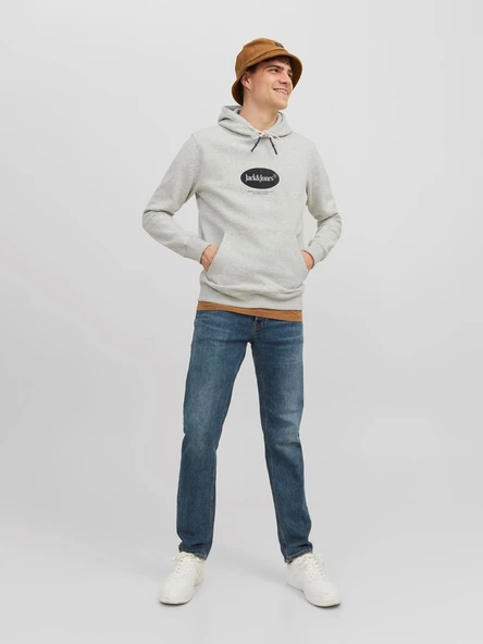 JACK JONES Kapüşonlu Yazı Baskılı Erkek Sweatshirt 12242197 - Resim 4