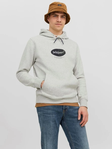 JACK JONES Kapüşonlu Yazı Baskılı Erkek Sweatshirt 12242197 - Resim 2