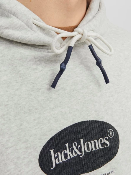 JACK JONES Kapüşonlu Yazı Baskılı Erkek Sweatshirt 12242197 - Resim 5