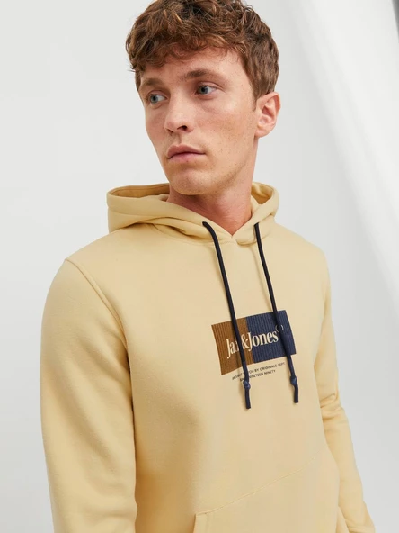 JACK JONES Kapüşonlu Yazı Baskılı Erkek Sweatshirt 12242197 - Resim 7