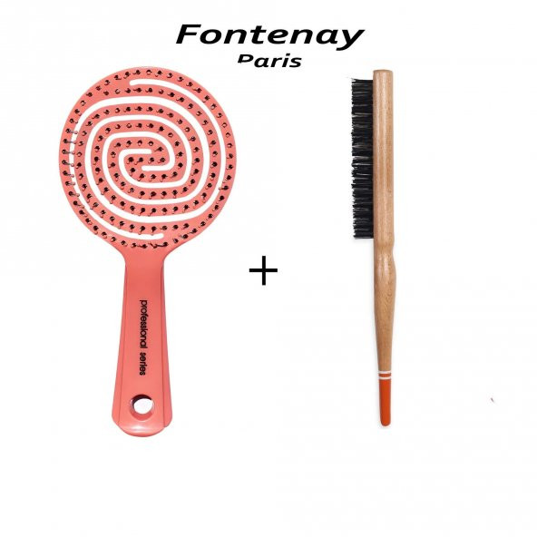 Fontenay Profesyonel Topuz Fırçası 3033 +  3 Boyutlu Açma Tarama Tarak Saç Fırçası 2Li Set