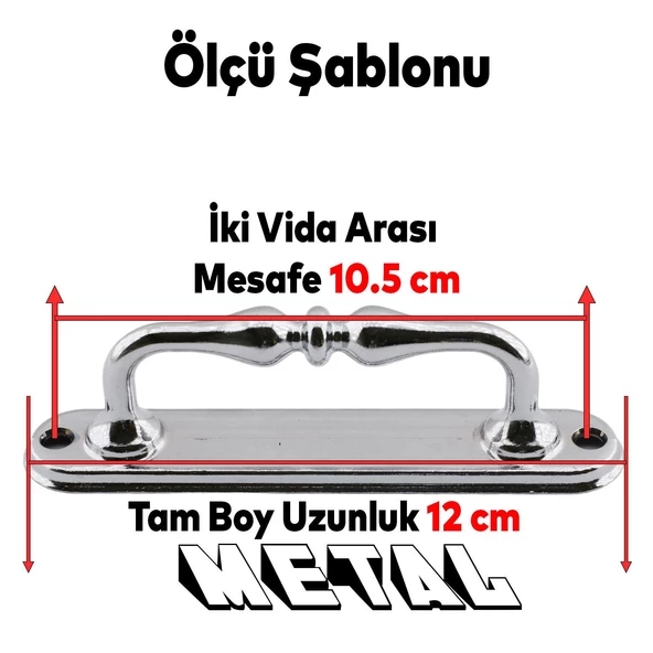 Krom Sürgülü Kapı Çekme Kolu Tutma Kulpu Kulbu Çelik Dış Kapı Tutamağı Kol 12 Cm Mobilya Mutfak - 4