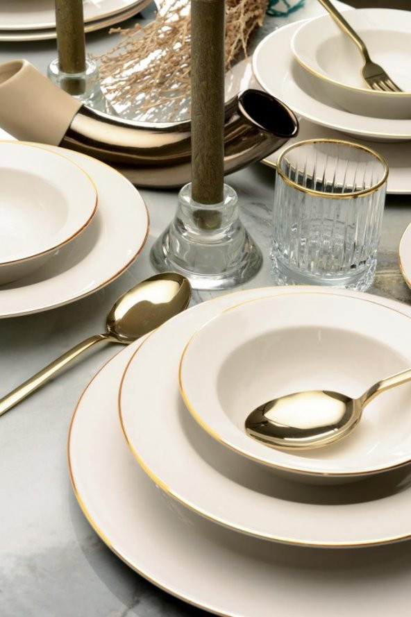 Bonelegant Nifty 24 Parça 6 Kişilik Bone Yemek Takımı Altın File - 2