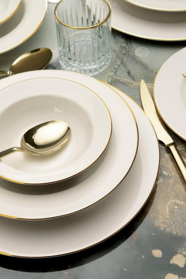 Bonelegant Nifty 24 Parça 6 Kişilik Bone Yemek Takımı Altın File - 3