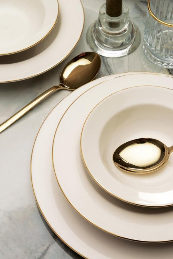 Bonelegant Nifty 24 Parça 6 Kişilik Bone Yemek Takımı Altın File - 4