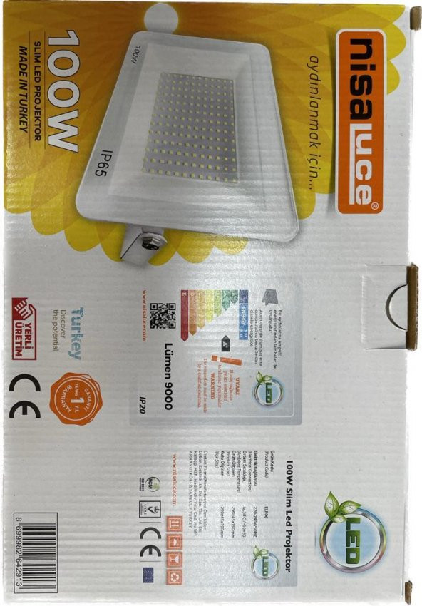 NisaLuce 100W Slim Led Projektör 6500K IP66 - 3