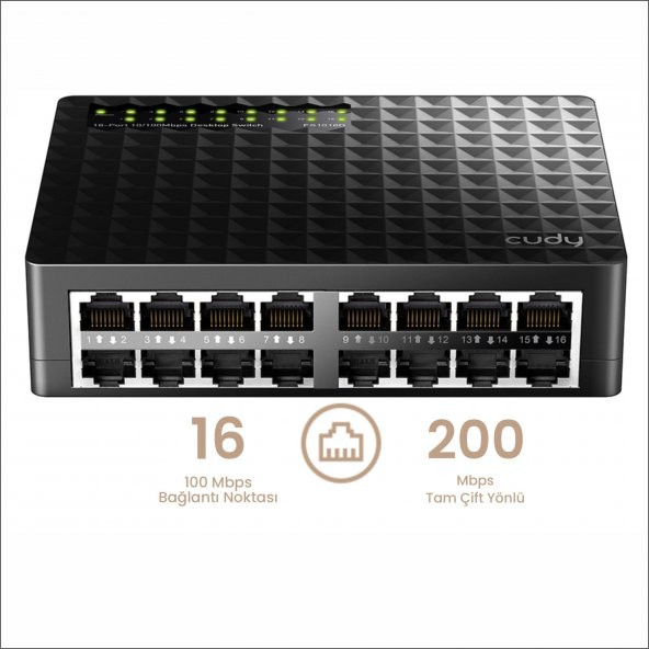 Cudy FS1016D 10/100Mbps 1,6 Gb/sn 16 Port Switch - 3
