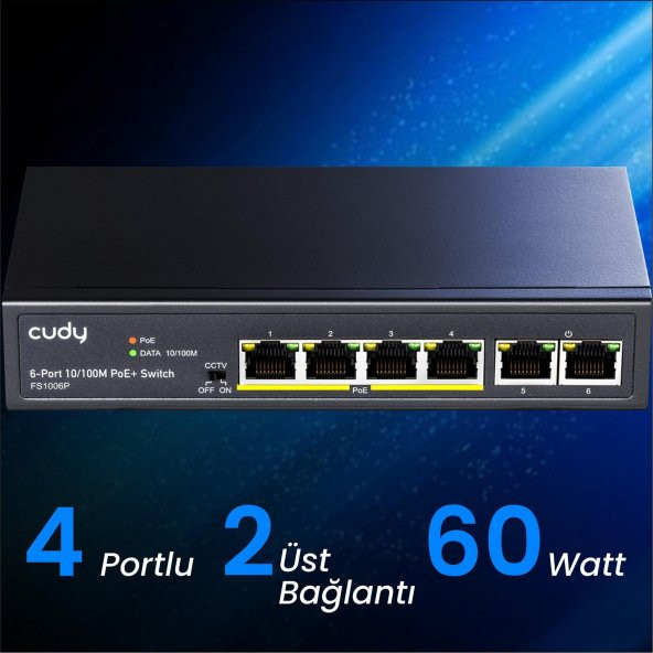 Cudy FS1006P 250m 60W PoE+ 6 Port 10/100Mbps Megabit Metal Switch - 2