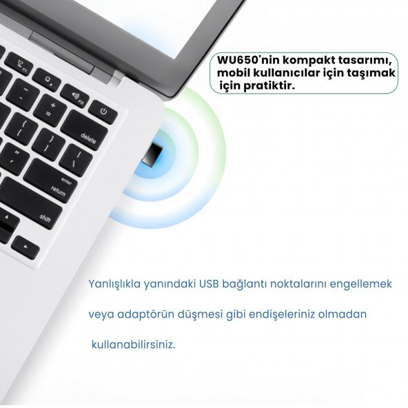 Cudy WU650 5GHz 433Mbps, 2.4GHz 200Mbps Wi-Fi Mini USB Adaptör(AC1200 Serisi) - Resim 3