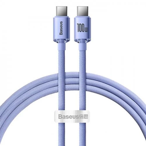 BASEUS 1.2mt Led Işıklı Örgülü 100W Type-C to Type-C Hızlı Şarj Kablosu Samsung Huawei Şarj - 6