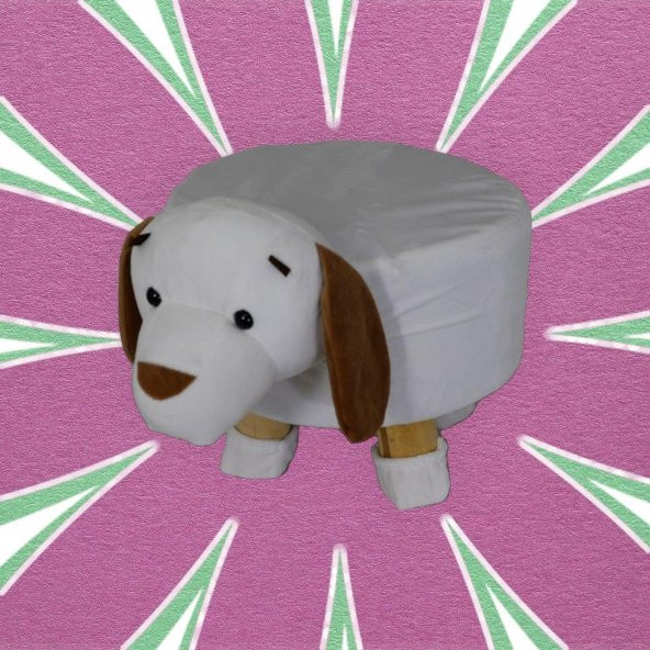 T. Concept  Hayvan (Köpek) Figürlü Çocuk Pufu, Lastikli Kılıflı, Yıkanabilir - 2