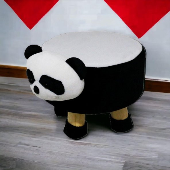 T. Concept  Hayvan ( Panda ) Figürlü Çocuk Pufu, Lastikli Kılıflı, Yıkanabilir - 2