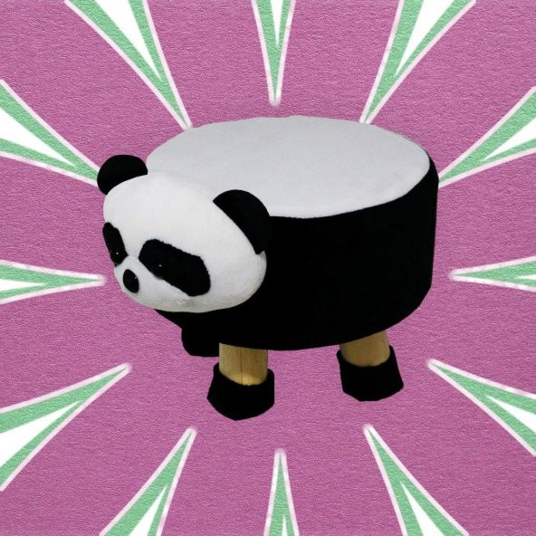 T. Concept  Hayvan ( Panda ) Figürlü Çocuk Pufu, Lastikli Kılıflı, Yıkanabilir - 3
