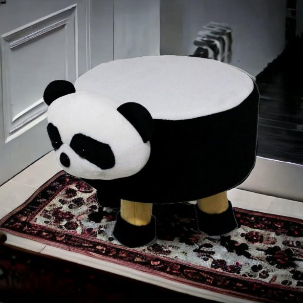 T. Concept  Hayvan ( Panda ) Figürlü Çocuk Pufu, Lastikli Kılıflı, Yıkanabilir - 4