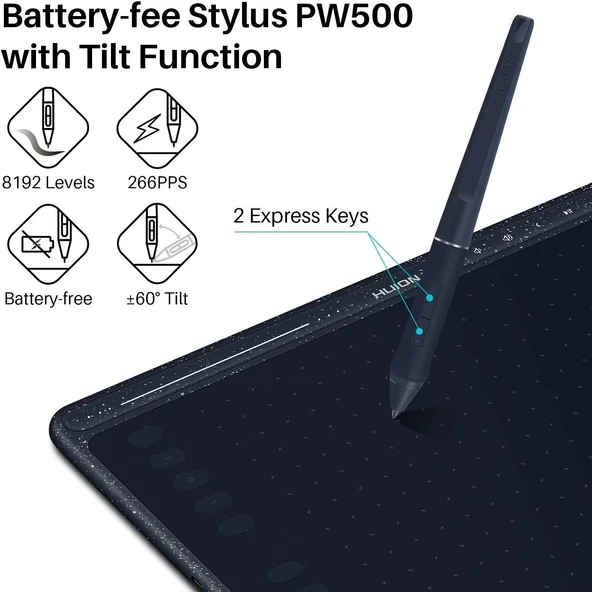 HUION HS611 Grafik Çizim Tableti - Android Destekli Kalem Tablet - 3