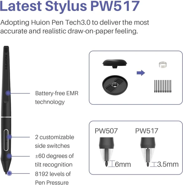 HUION KAMVAS 13 Grafik Çizim Tableti, Ayarlanabilir Stand - Siyah - 3