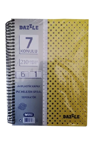 6+1 Ayraçlı Defter 7 Konulu 210 Yaprak 1 Adet 6 Kareli 1 Çizgili Spralli Plastik Kapak Seperatörlü - 5